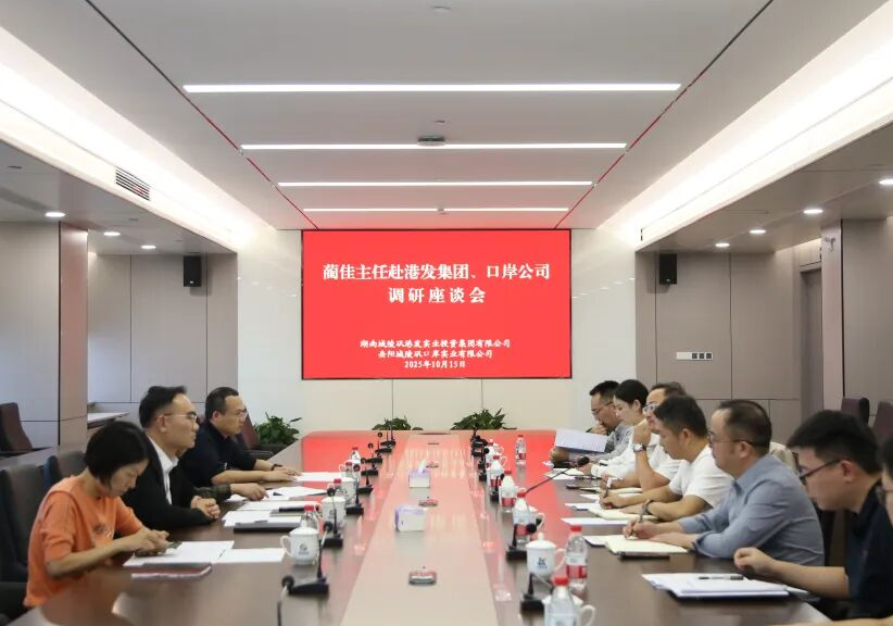 临港高新区党工委副书记、管委会主任、岳阳自贸片区管委会主任蔺佳率队调研港发集团与口岸公司
