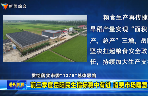 【贯彻落实市委“1376”总体思路】前三季度岳阳民生指标稳中有进 消费市场暖意渐浓