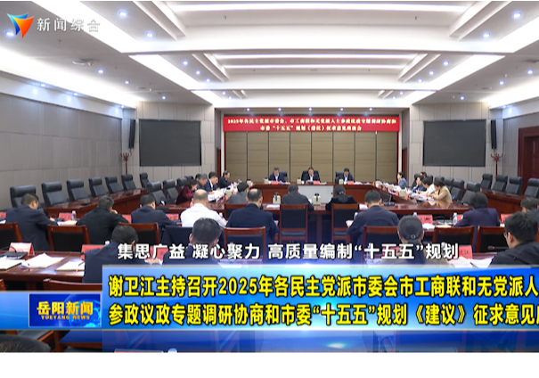 谢卫江主持召开2025年各民主党派市委会、市工商联和无党派人士参政议政专题调研协商和市委“十五五”规划《建议》征求意见座谈会
