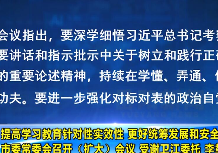  提高学习教育针对性实效性 更好统筹发展和安全 市委常委会召开（扩大）会议  受谢卫江委托 李挚主持会议