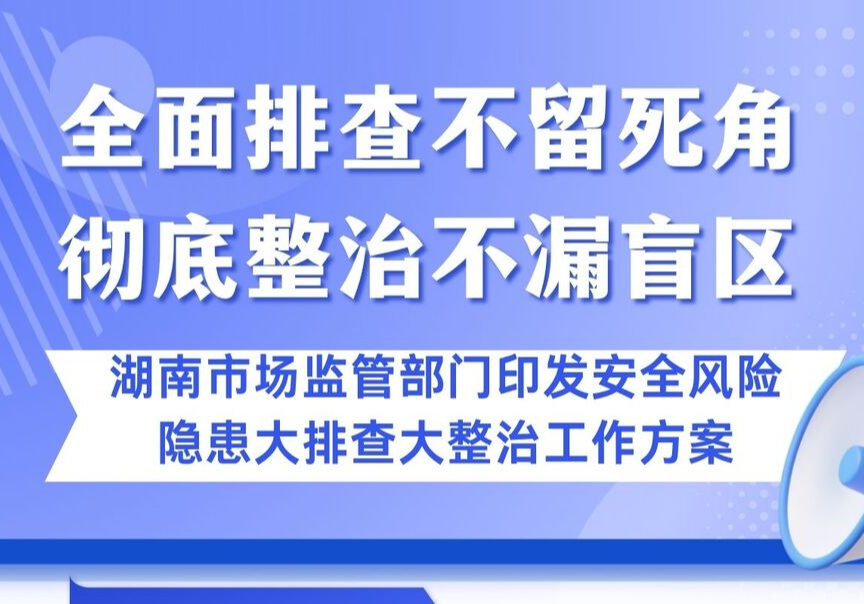 聚焦五大领域！湖南市场监管系统启动安全风险隐患大排查大整治